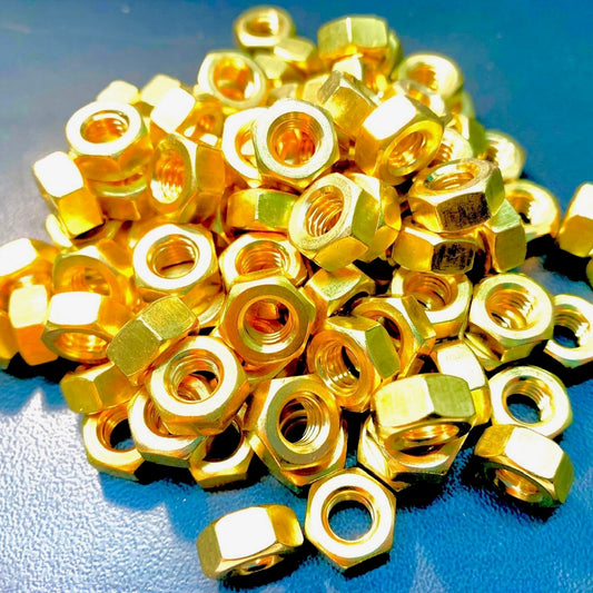 BA Hex Full Nut Brass DIN934 - Fixaball Ltd. Fixings and Fasteners UK