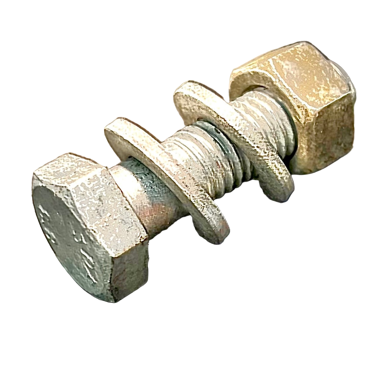 M12, Hex Bolt (8.8) +2 Washers + 1 Full Nut (cl.6), Galvanised, DIN 931. Hex-Bolt M12, Hex Bolt (8.8) +2 Washers + 1 Full Nut (cl.6), Galvanised, DIN 931. METRIC, Hex-Bolt white