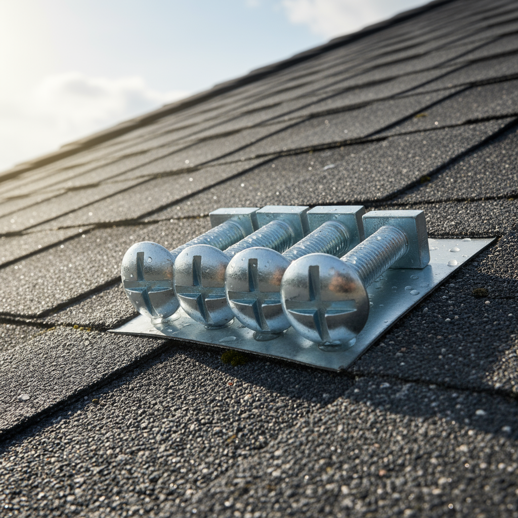 Metal roof screws on a shingled roof