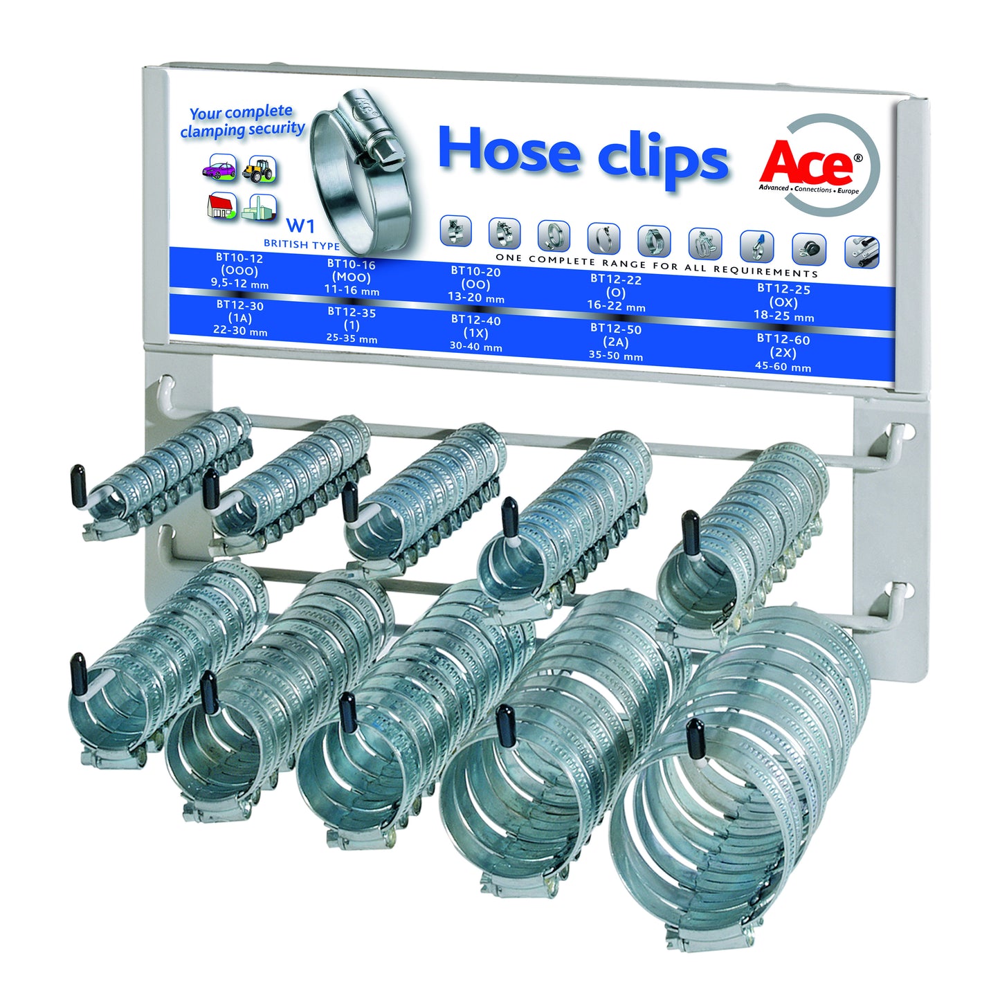 ACE Hose Clips, BZP. Hose Clips ACE Hose Clips, BZP. ACE Hose Clip - Zinc
