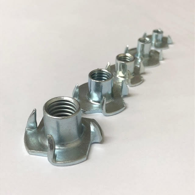 4-Pronged Tee Nuts, Steel, BZP, M4 M5 M6 M8 M10 Nuts 4-Pronged Tee Nuts, Steel, BZP, M4 M5 M6 M8 M10 T-Nuts