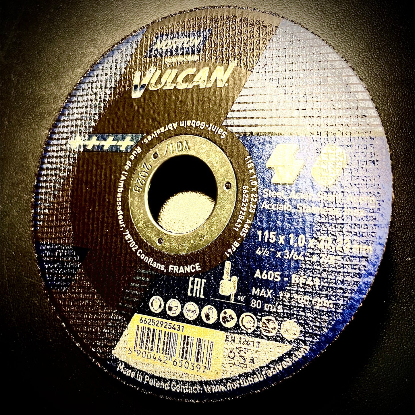 Cutting Slitting Disc 115 x 1mm x 22.23mm Vulcan Multi-Metal