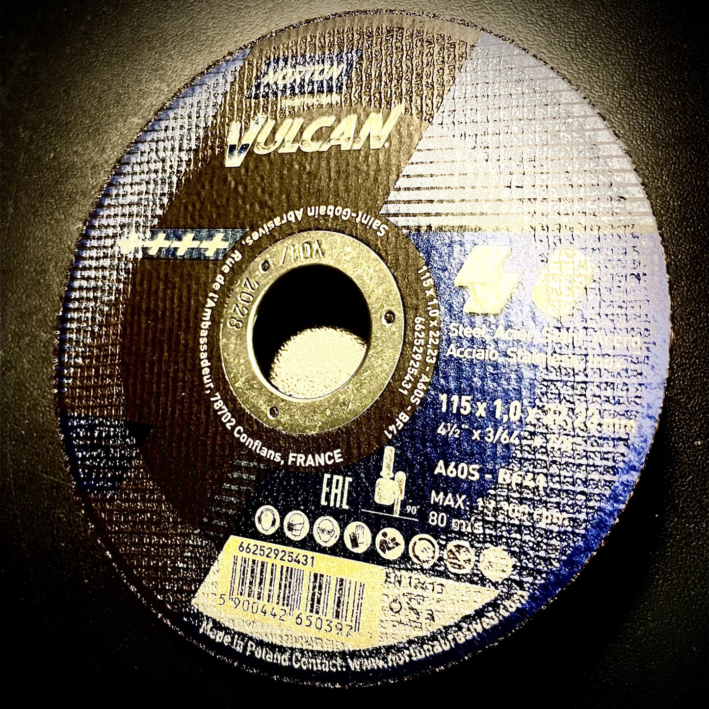 Cutting Slitting Disc 115 x 1mm x 22.23mm Vulcan Multi-Metal