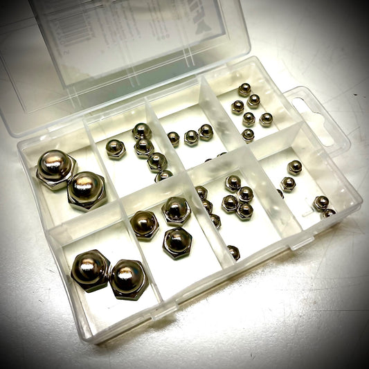 M4 - M12 Dome Nuts Low Type Zinc BZP 40 Pack Assortment - Fixaball Ltd. Fixings and Fasteners UK