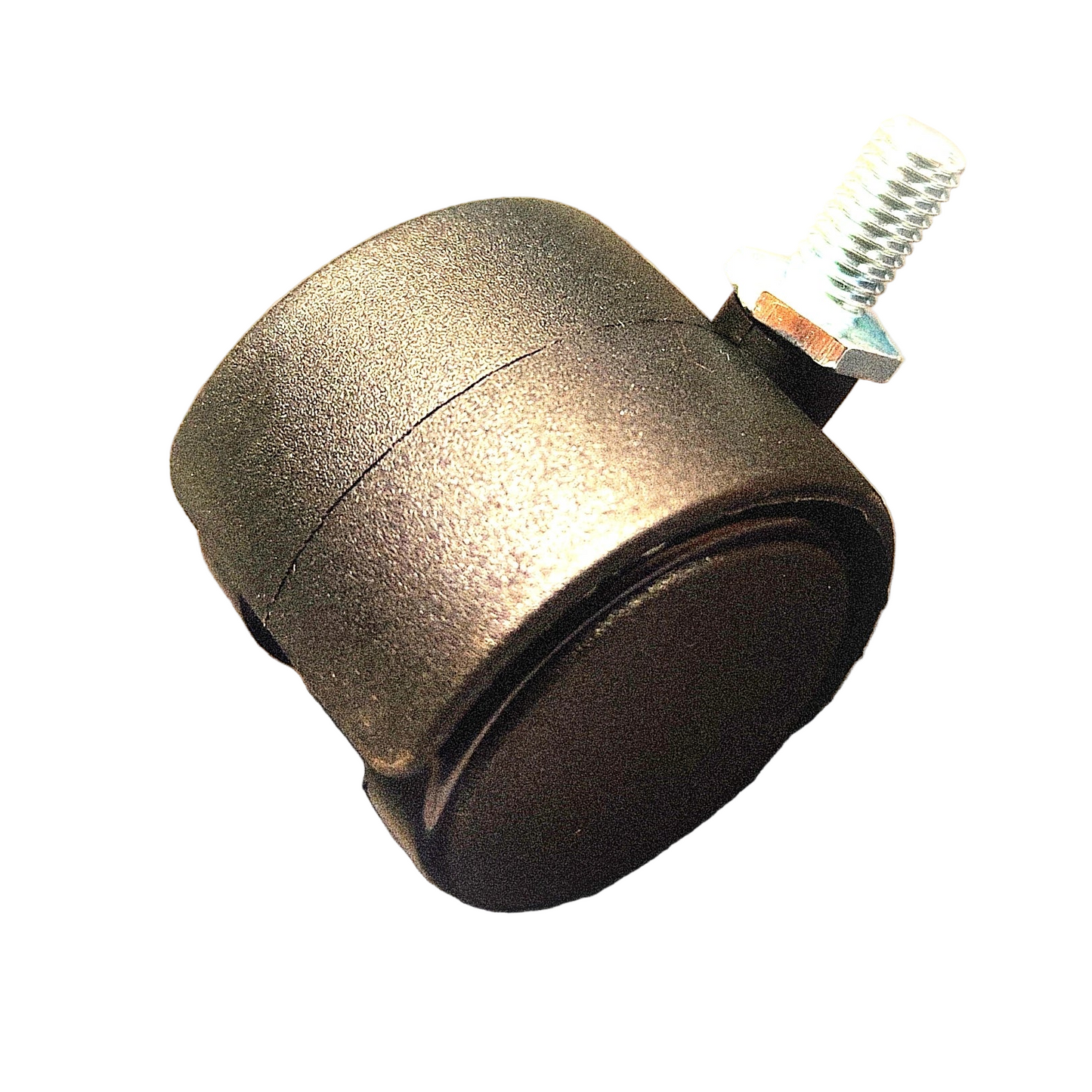 Metal caster wheel with a spring on a white background