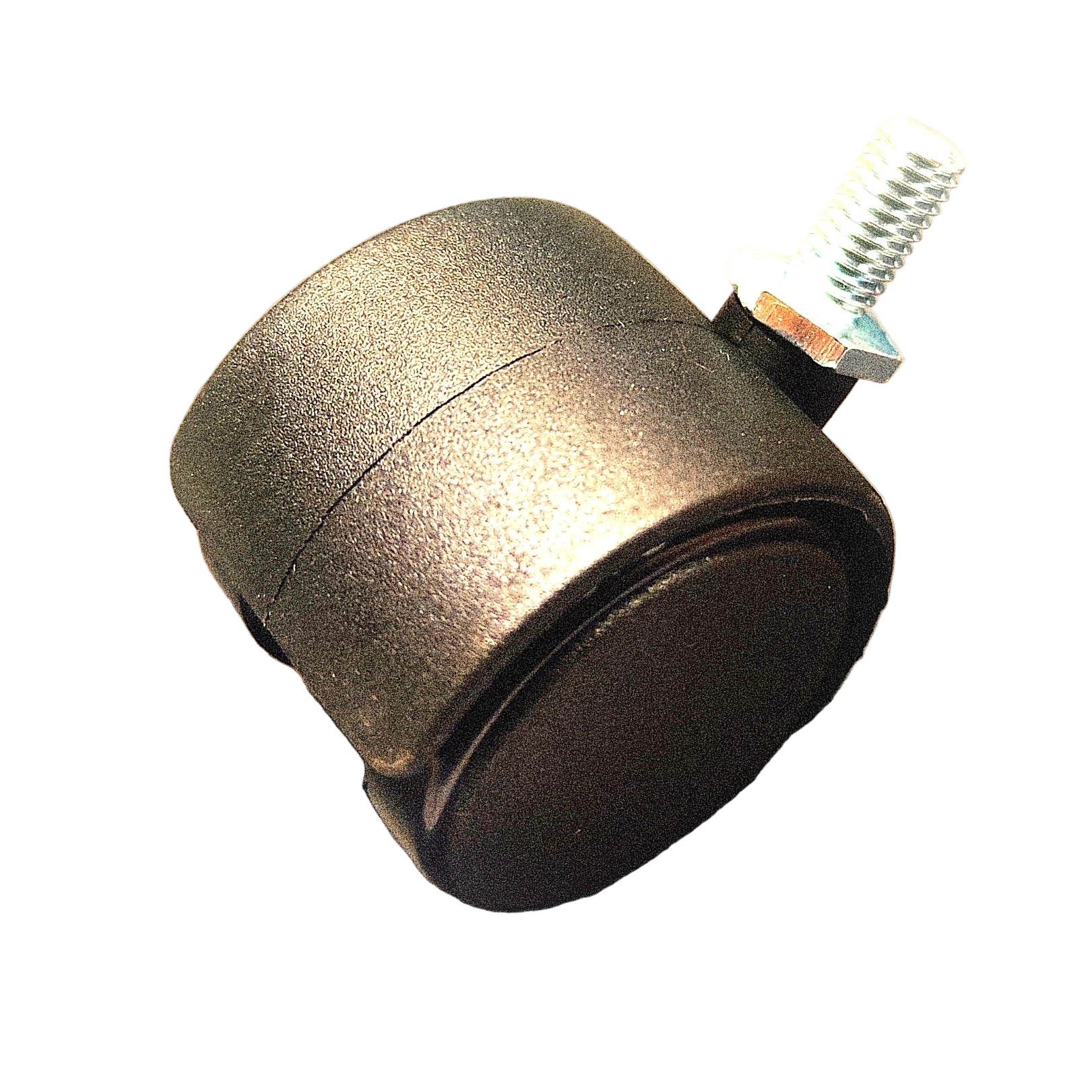 Metal caster wheel with a spring on a white background