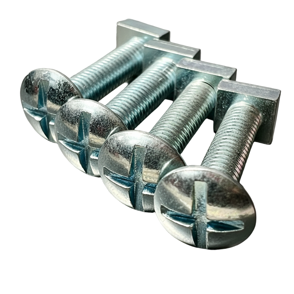 M5 Mushroom Roofing Bolts Square Nut Zinc 4.8 White