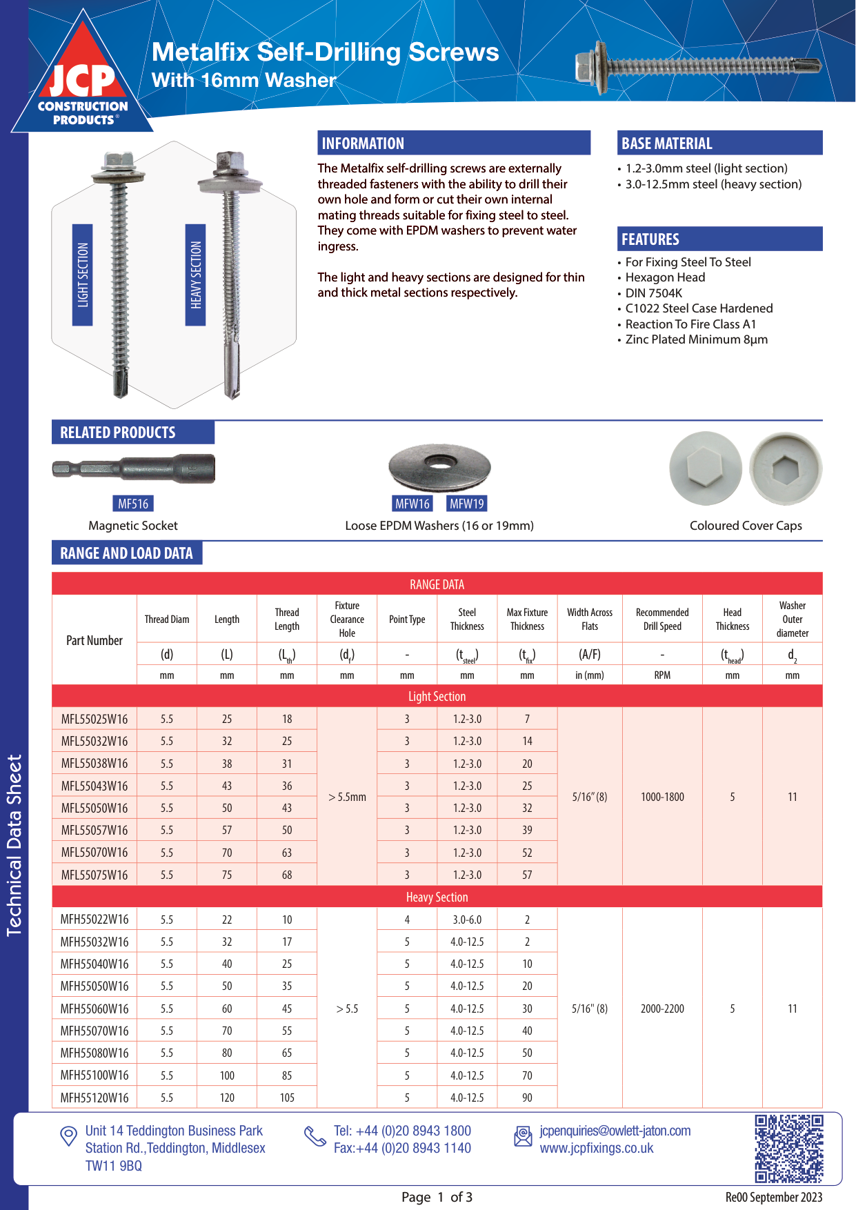 Roofing Cladding Self Drilling Screw EPDM Washer Heavy - Fixaball Ltd. Fixings and Fasteners UK