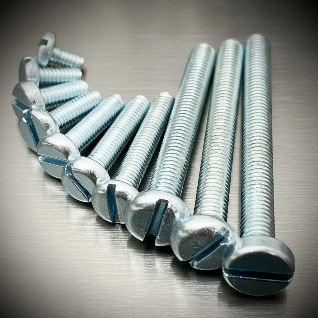 M2.5 Machine Screws Slotted Pan Zinc Cr3 BZP DIN85 - Fixaball Ltd. Fixings and Fasteners UK