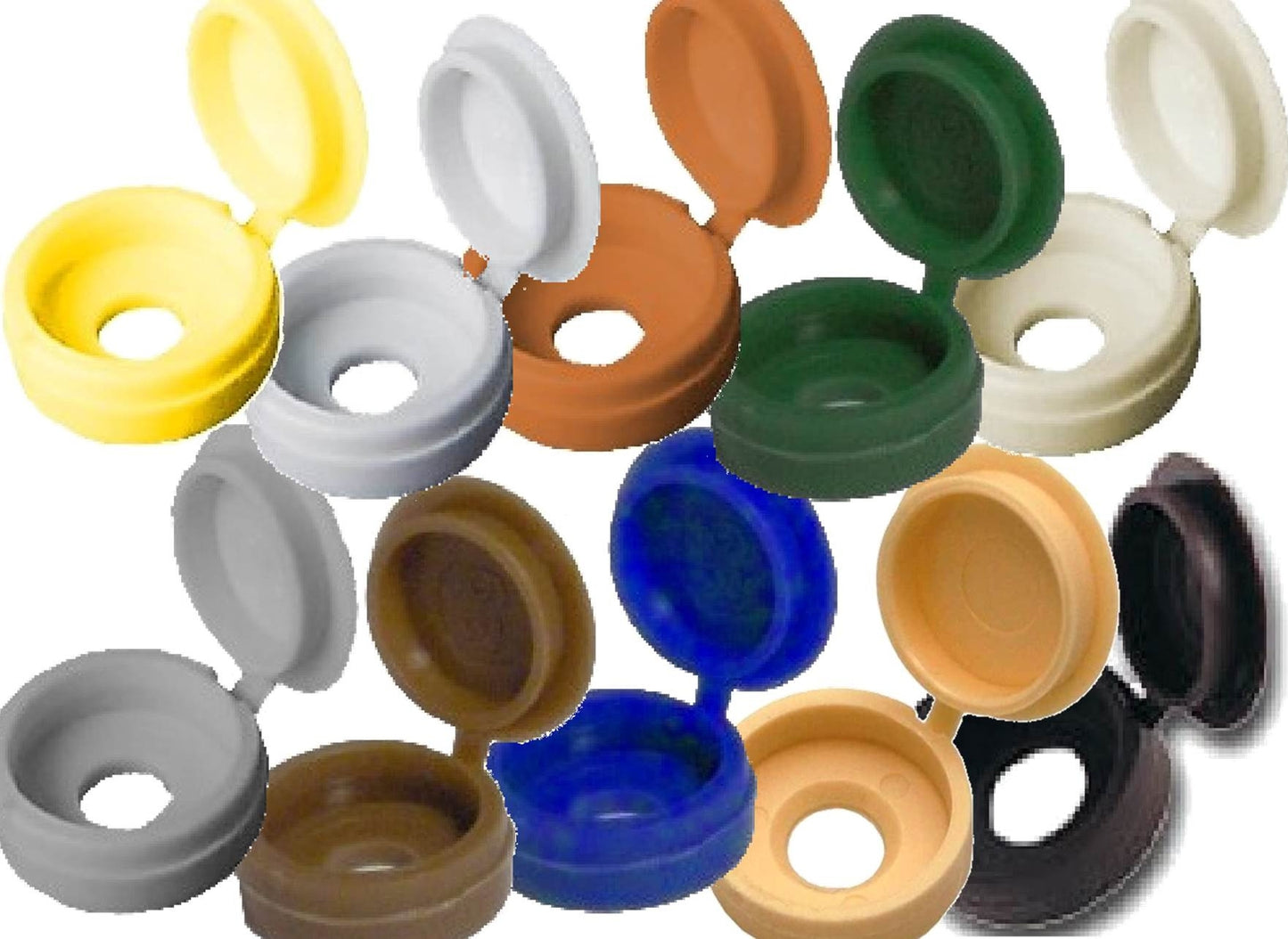 Plastic Hinged Cover Caps, Large - Gauge 10-12 (4.8mm - 5.5mm), Various Colours. Cover Caps Plastic Hinged Cover Caps, Large - Gauge 10-12 (4.8mm - 5.5mm), Various Colours. Hinged, Cover Caps